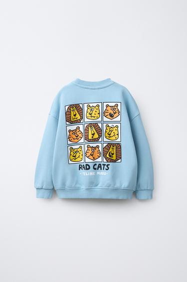 ANIMAL PRINT SWEATSHIRT - Light blue by Zara - Image 1