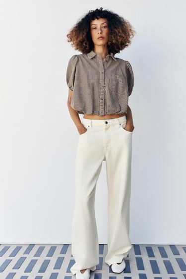 CAMISA CUADRO VICHY - Marrón / Crudo de Zara