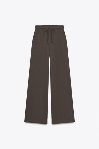 PANTALÓN RECTO ALGODÓN - Marrón de Zara