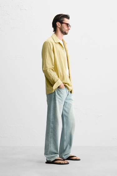 CONTRAST STRIPED SHIRT - Lime by Zara - Image 4
