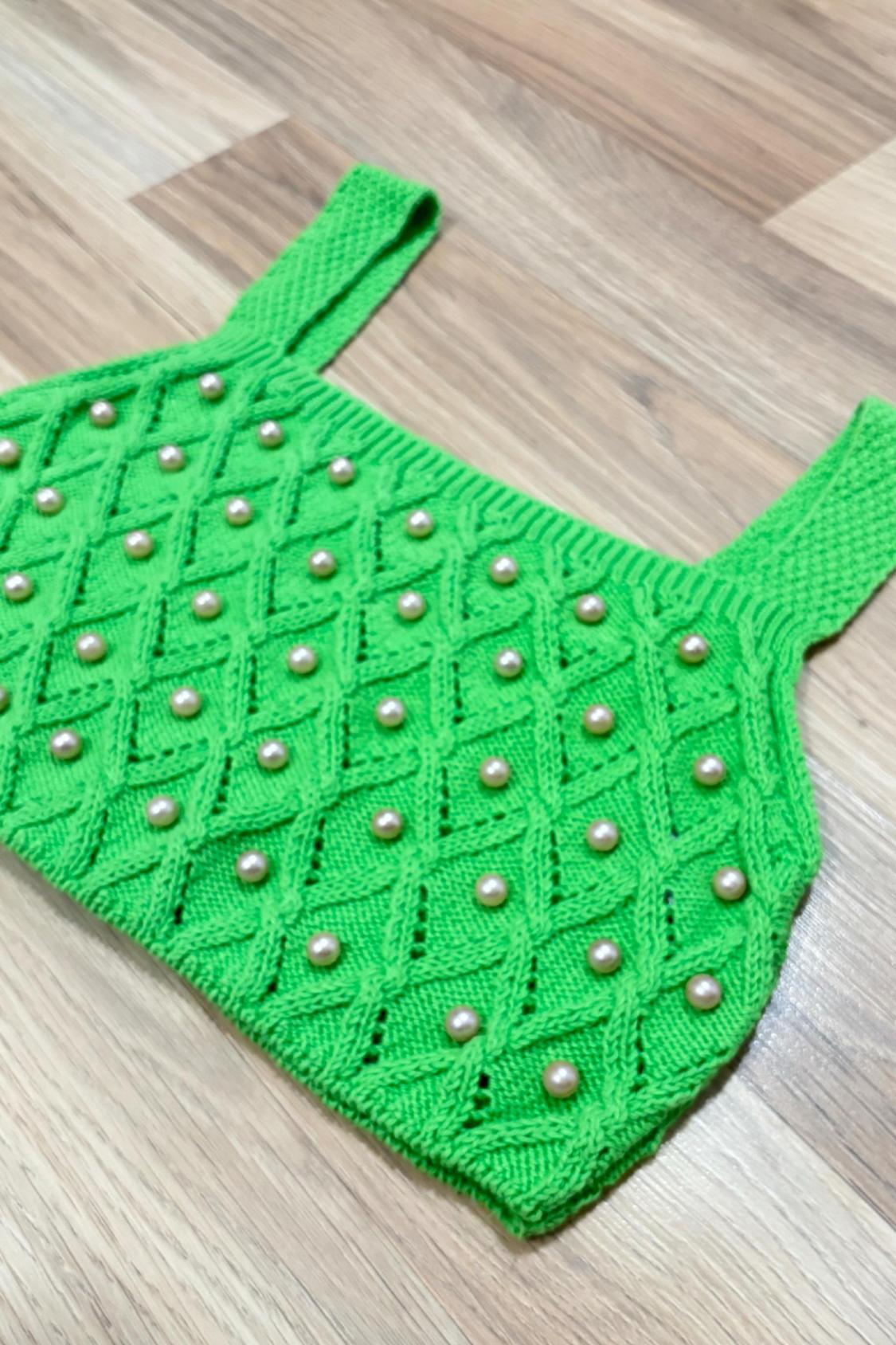 KNIT TOP WITH FAUX PEARL APPLIQUÉS - Image 3