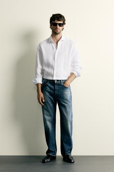 100% LINEN REGULAR FIT SHIRT - White by Zara