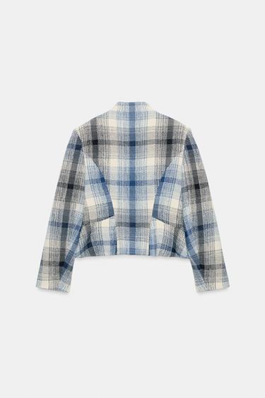 ZW COLLECTION TEXTURED PEPLUM BLAZER - Blue/White by Zara - Image 4