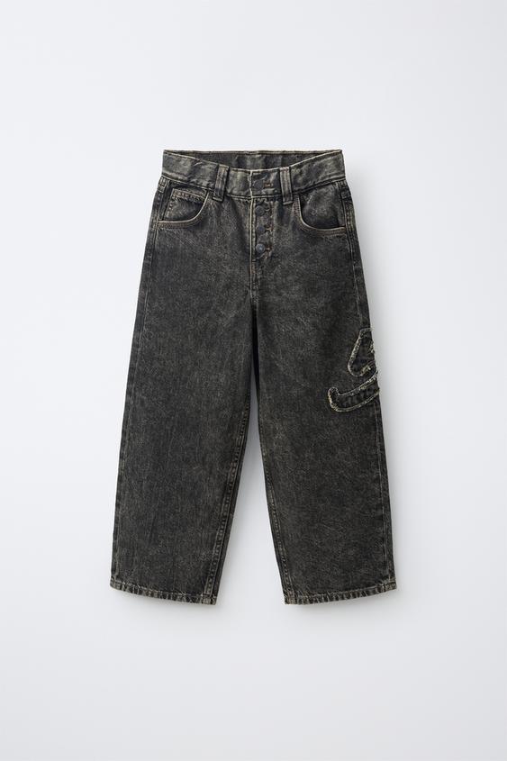JEANS WIDE LEG BOTONES - Μαύρο / Καφέ του Zara - Εικόνα 0
