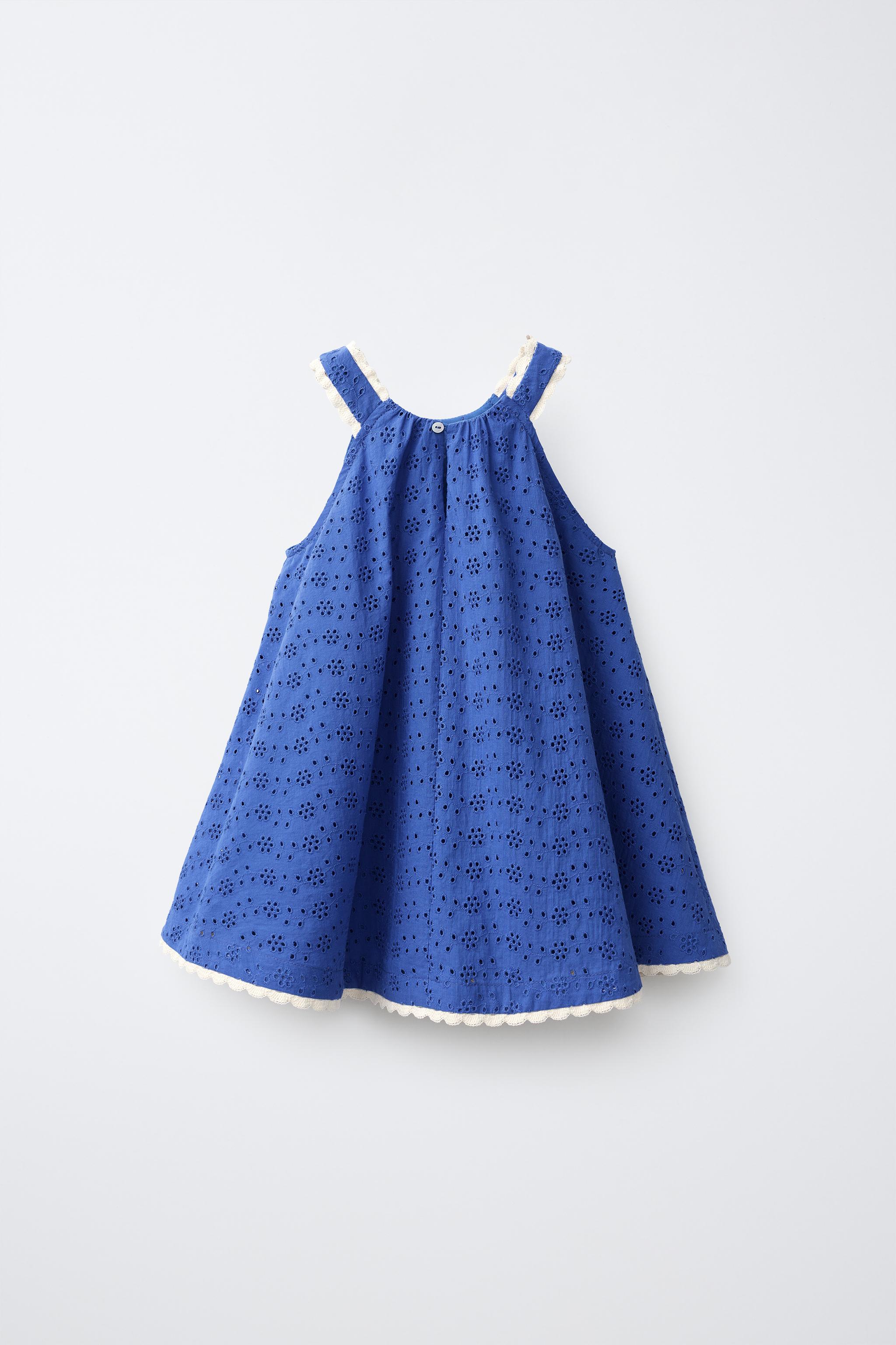 EMBROIDERED SHIFFLY LACE DRESS — Bluish