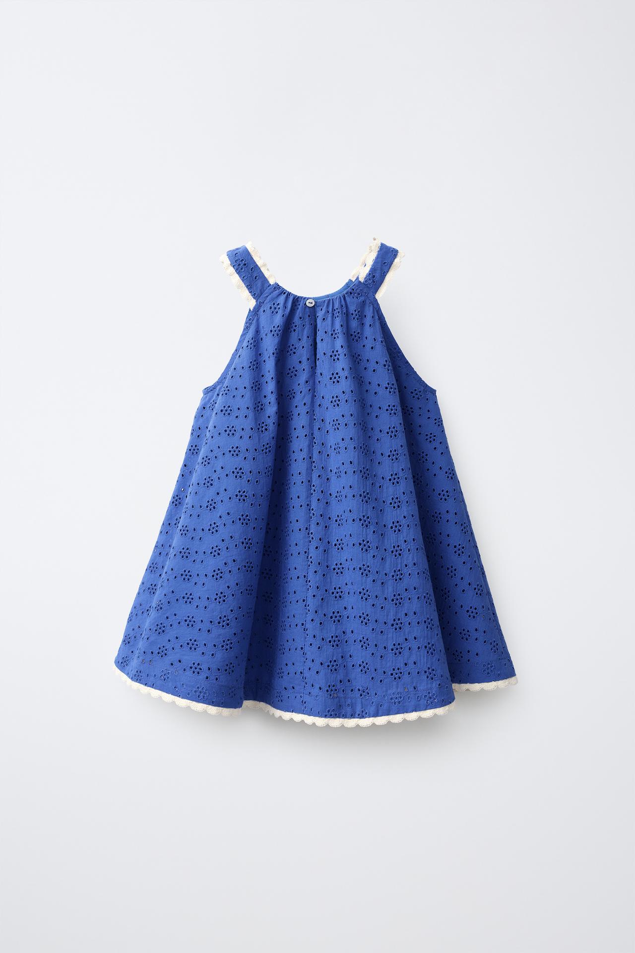 SHIFFLY EMBROIDERED LACE DRESS — Bluish