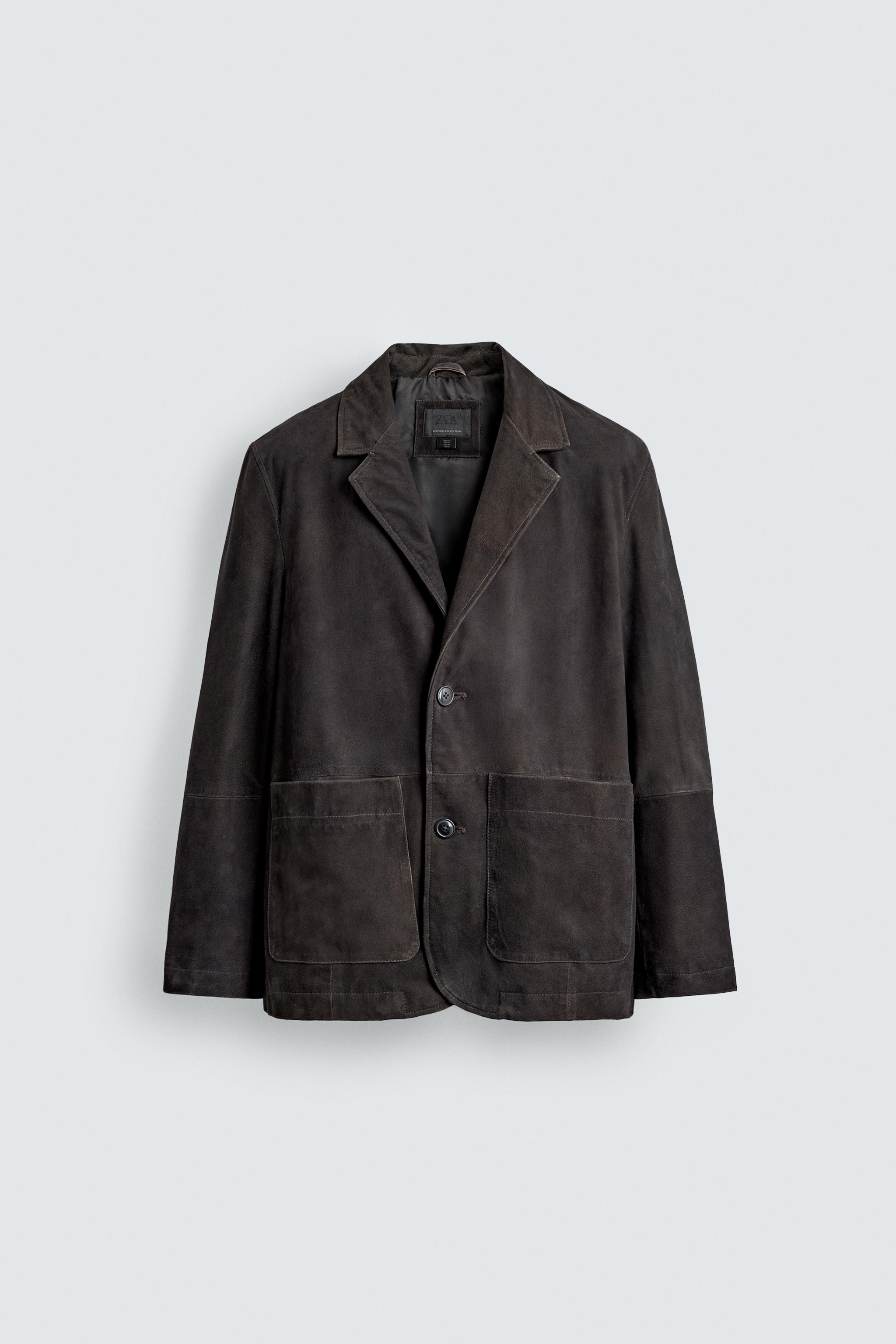 WASHED EFFECT SUEDE LEATHER BLAZER - Dark brown | ZARA United States