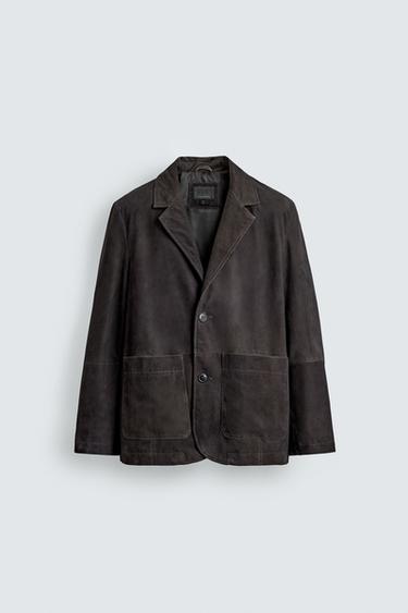 בלייזר דמוי זמש עם אפקט שטיפה - חום כהה של Zara