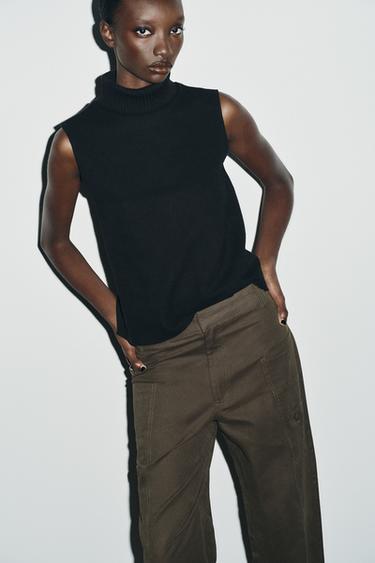 М’ЯКИЙ НА ДОТИК ТОП ІЗ ВИСОКИМ КОМІРОМ - Чорний Zara