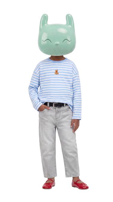 Zara EMBROIDERED ANIMAL STRIPED T-SHIRT - striped