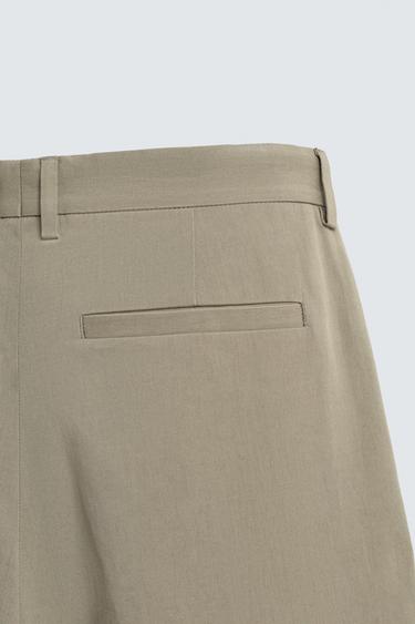 PANTALON STRAIGHT FIT À PLIS - Kaki clair de Zara - Image 9