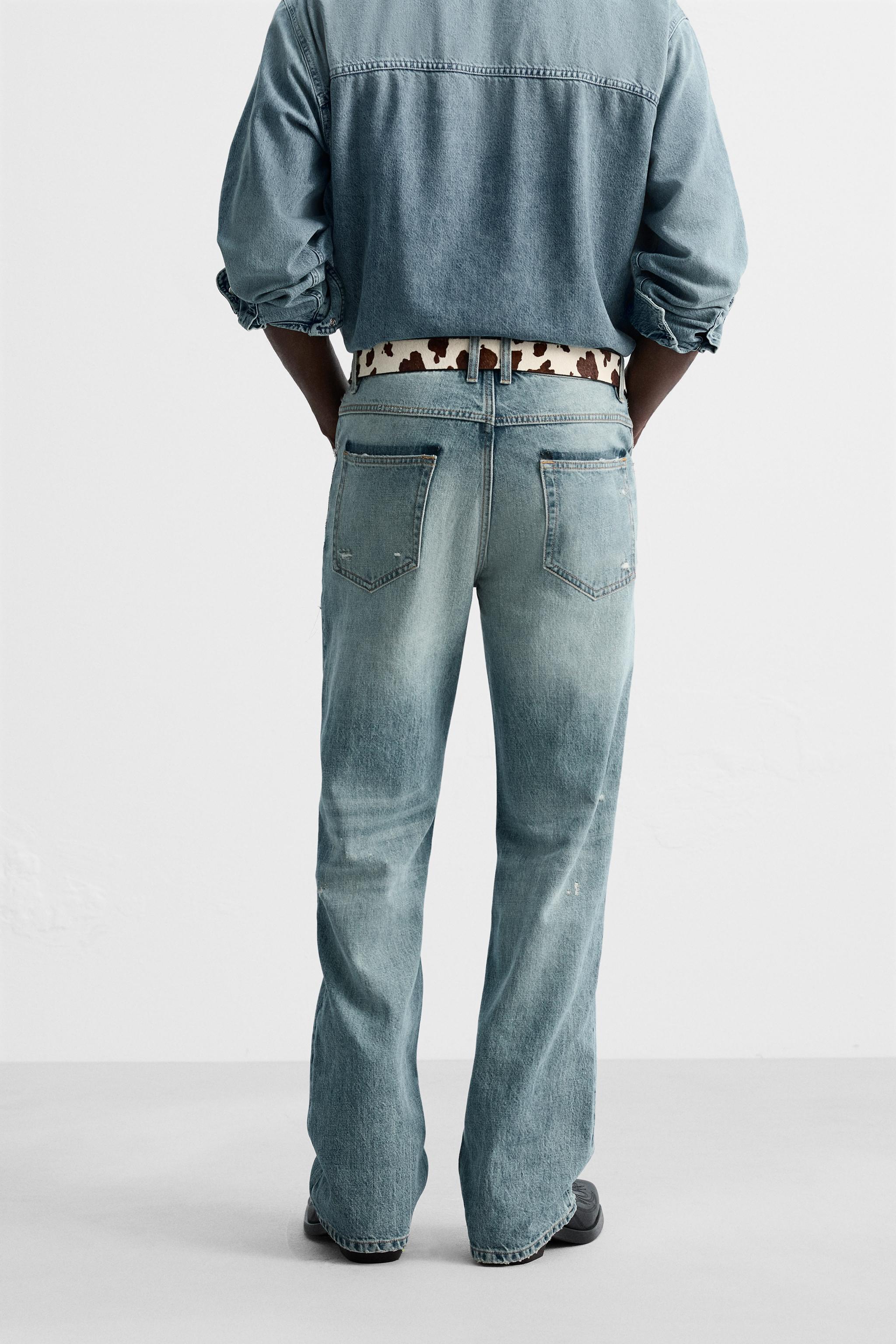 【ZARA】ダメージ加工フレアフィットジーンズ ダメージ加工フレアフィットジーンズ - ミディアムブルー | ZARA