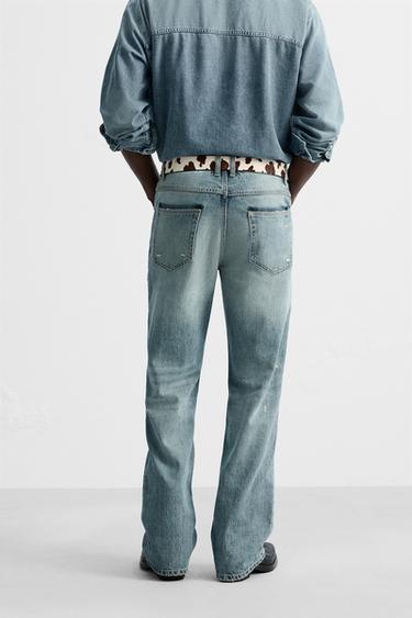 RIPPED FLARED FIT JEANS - Mid-blue by Zara - Image 2