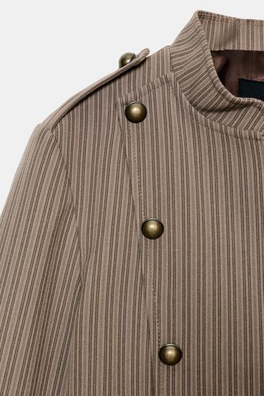VESTE AJUSTÉE À RAYURES - Marron clair de Zara - Image 10