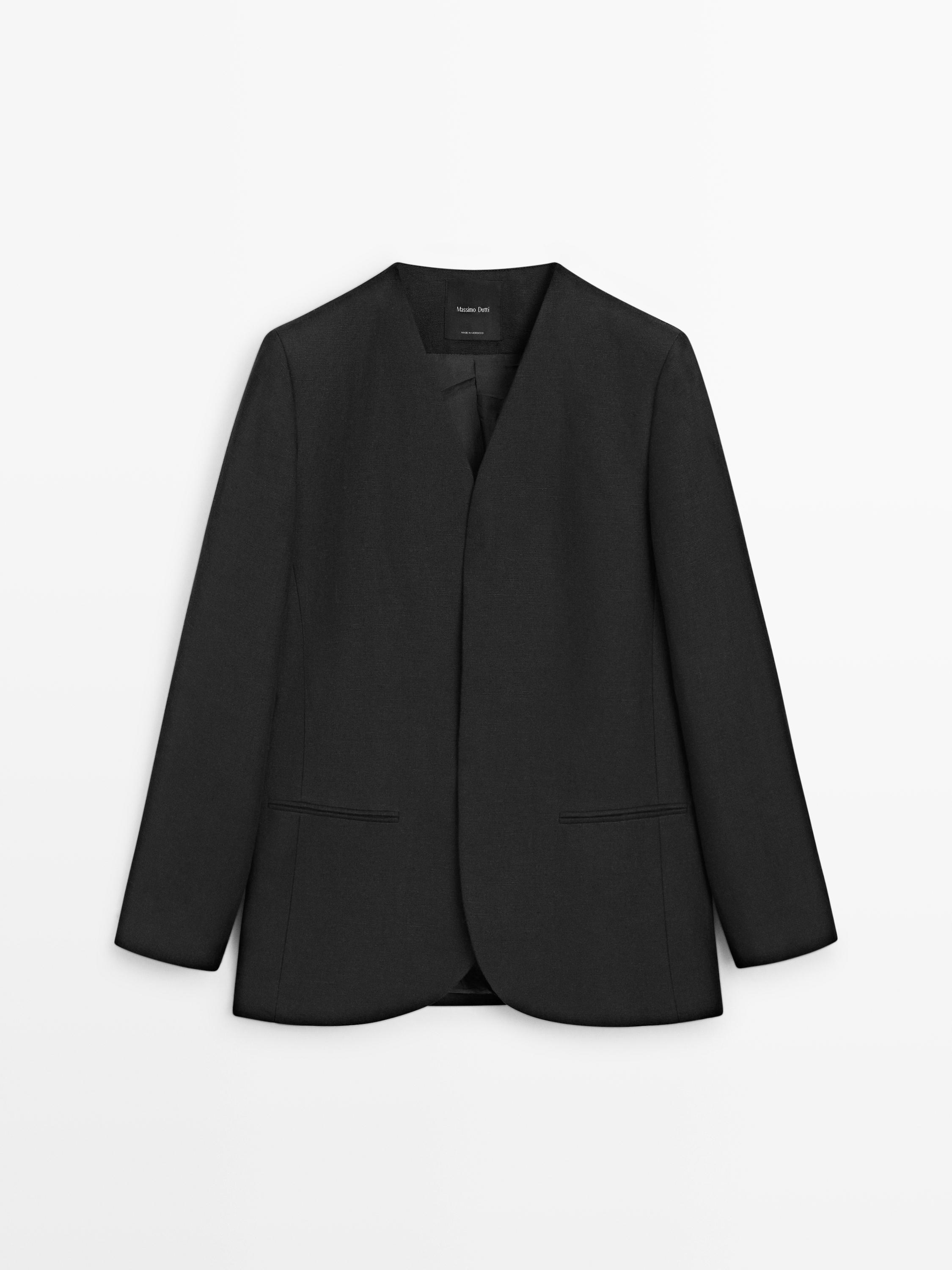100% linen lapelless blazer