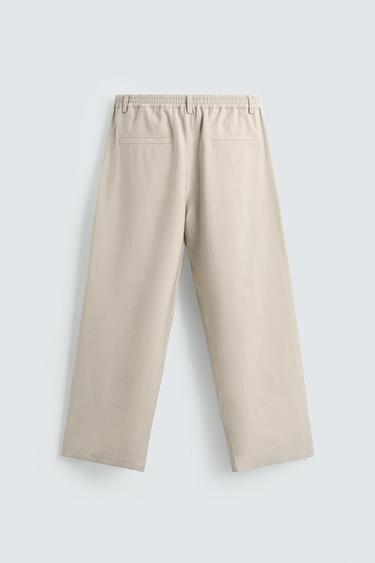 PANTALON FLUIDE À PLIS - Écru de Zara - Image 6