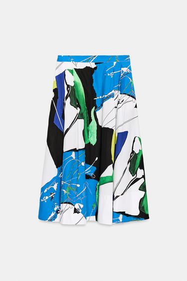 JUPE MI-LONGUE IMPRIMÉE À PLIS - Multicolore de Zara - Image 7