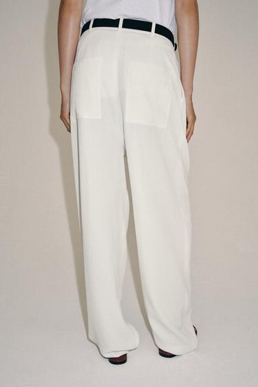 ZW COLLECTION FLOWING DARTED TROUSERS - Oyster-white by Zara - Image 1