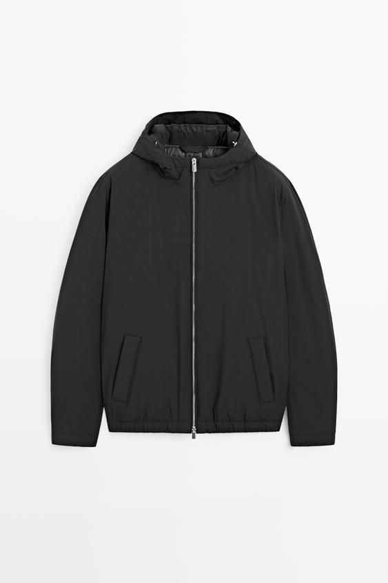 Zara Lightweight hooded down jacket - Black - Image 0