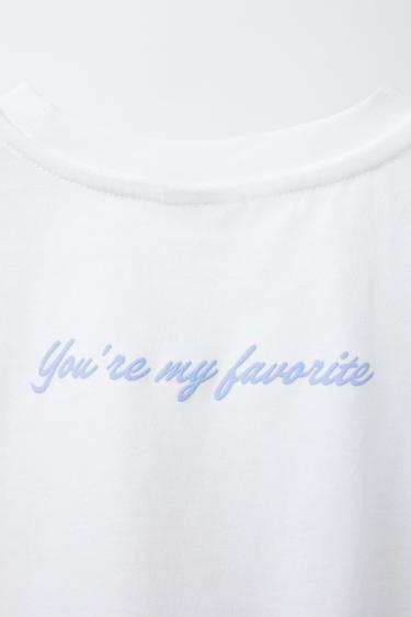 T-SHIRT À PIÈCE À CARREAUX VICHY - Blanc de Zara - Image 3