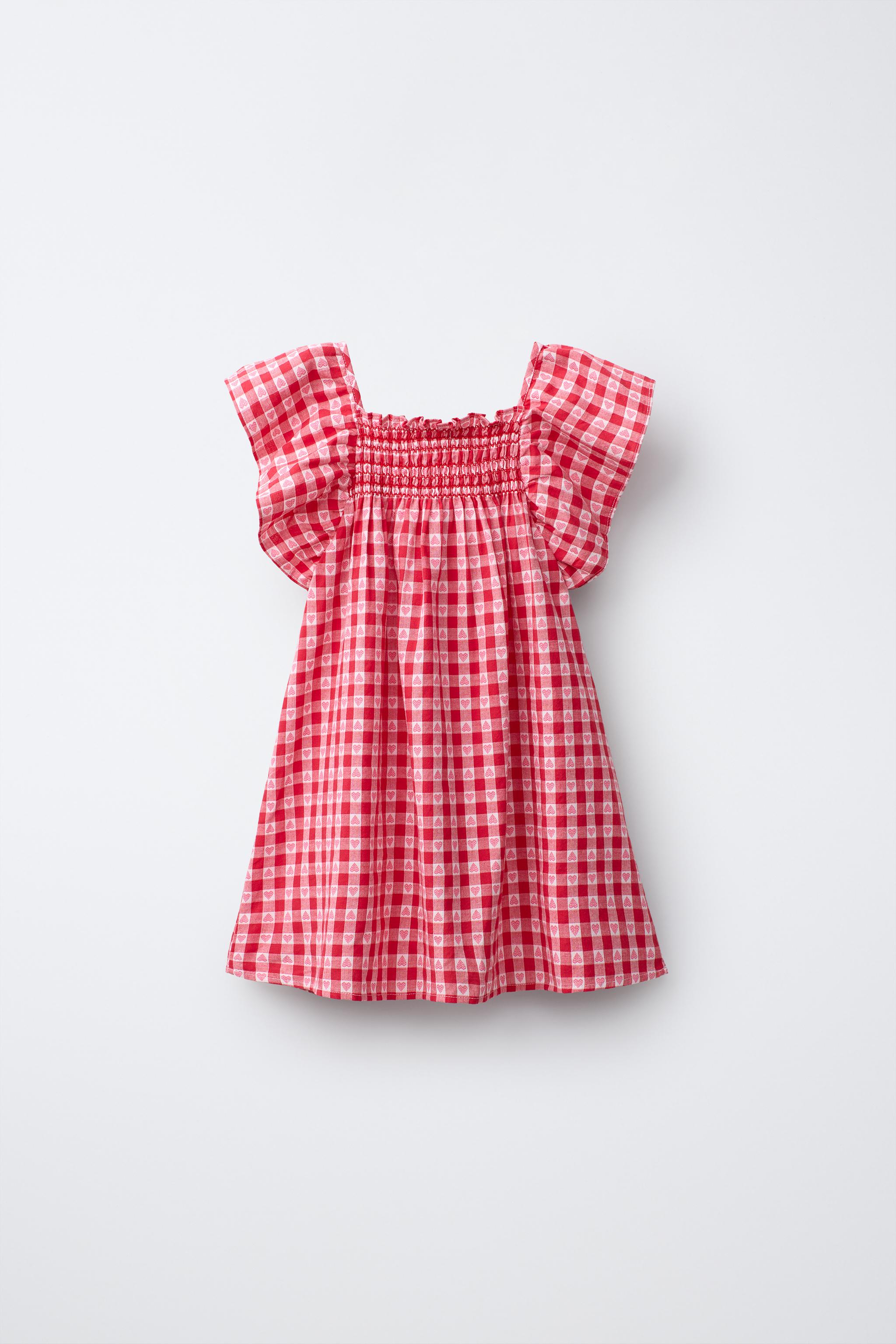 Детские платья Zara PLAID AND HEART PRINT DRESS — фото 3