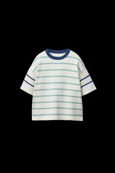 CAMISETA PUNTO RAYAS - Verde / Azul de Zara