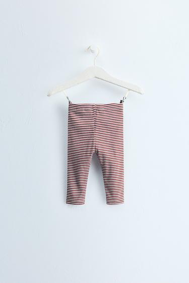 Zara Timeless - Striped Print Leggings — Maroon 2
