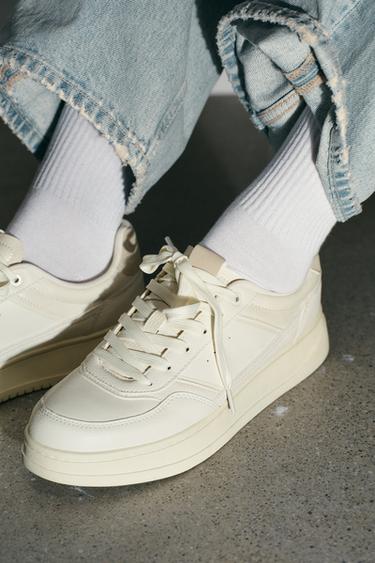 TRAINERS WITH COMBINED HEEL TAB - Ecru White by Zara