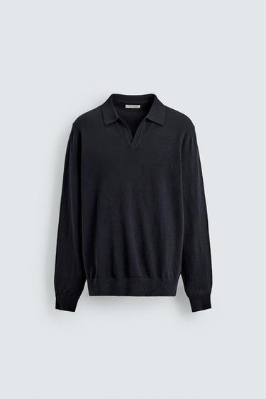 REGULAR FIT KNIT POLO SHIRT - Navy blue by Zara
