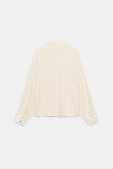 CHEMISE CAPE FIL MÉTALLISÉ - Écru de Zara - Image 7