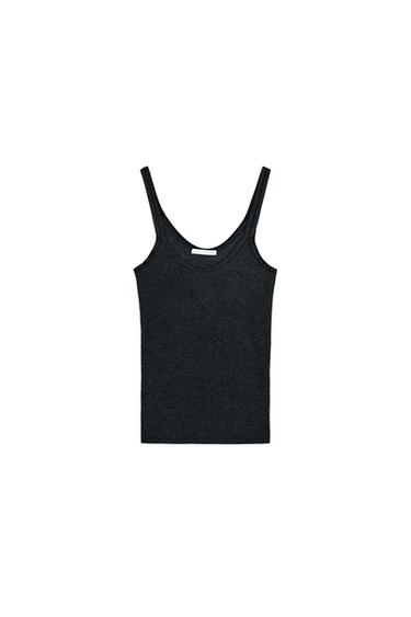 GERIPPTES TRÄGERTOP - Bleigrau von Zara