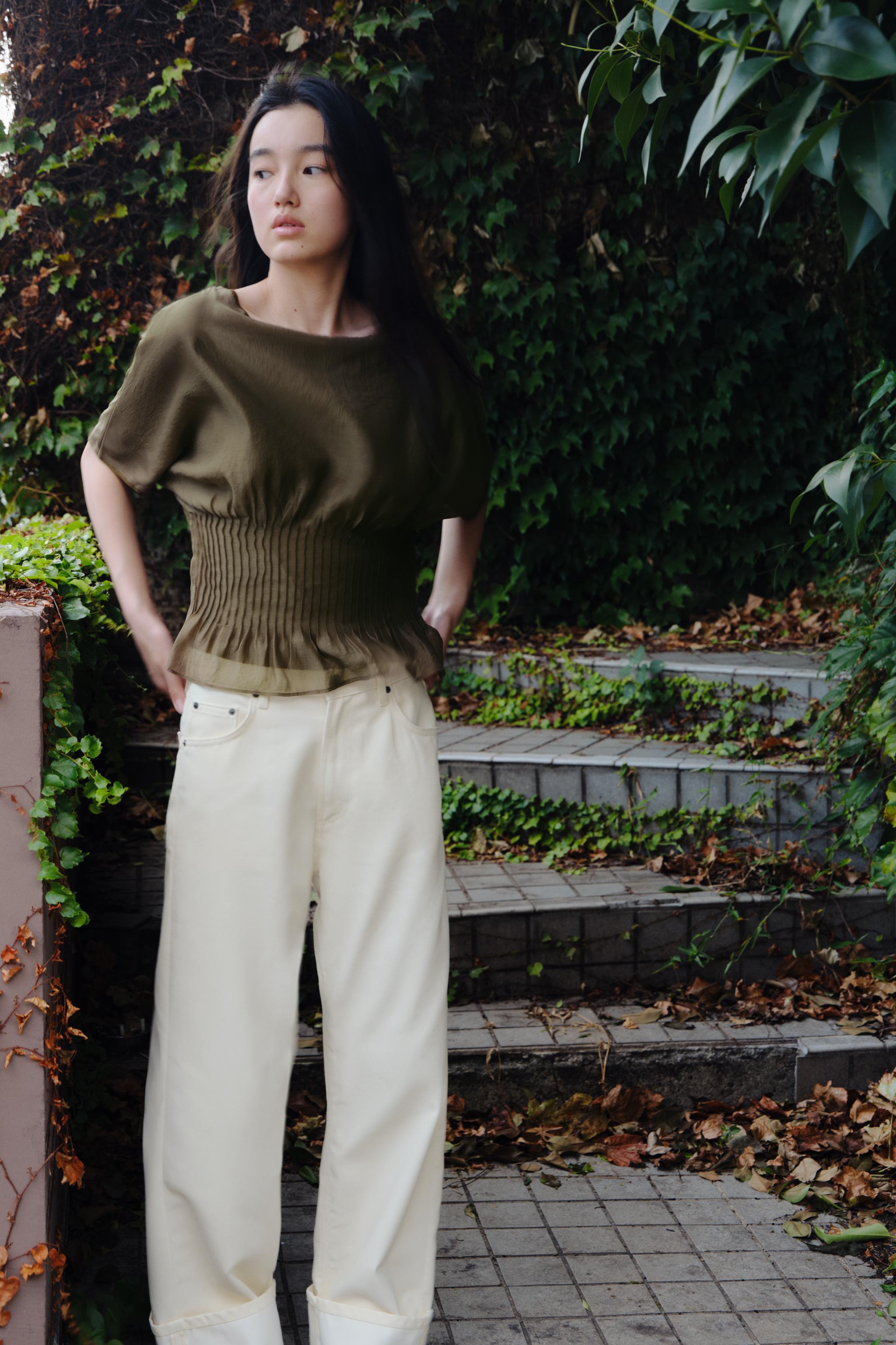 プリーツウエストコンビニットブラウス - ダークカーキ | ZARA