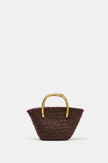 MINI TOTE BAG WITH METALLIC HANDLE DETAIL - Chocolate by Zara