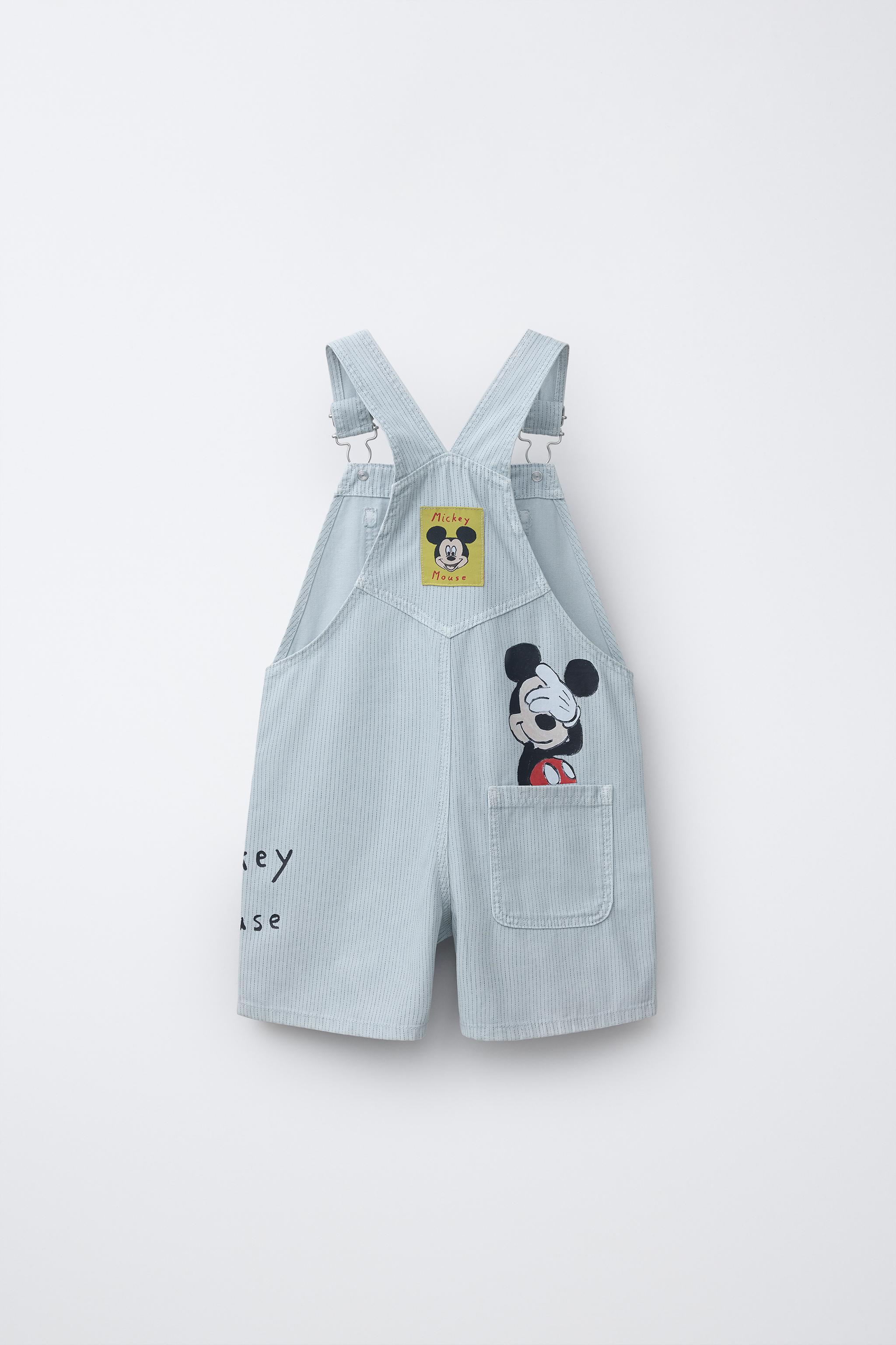 MICKEY MOUSE © DISNEY STRIPED CANVAS SHORT OVERALLS