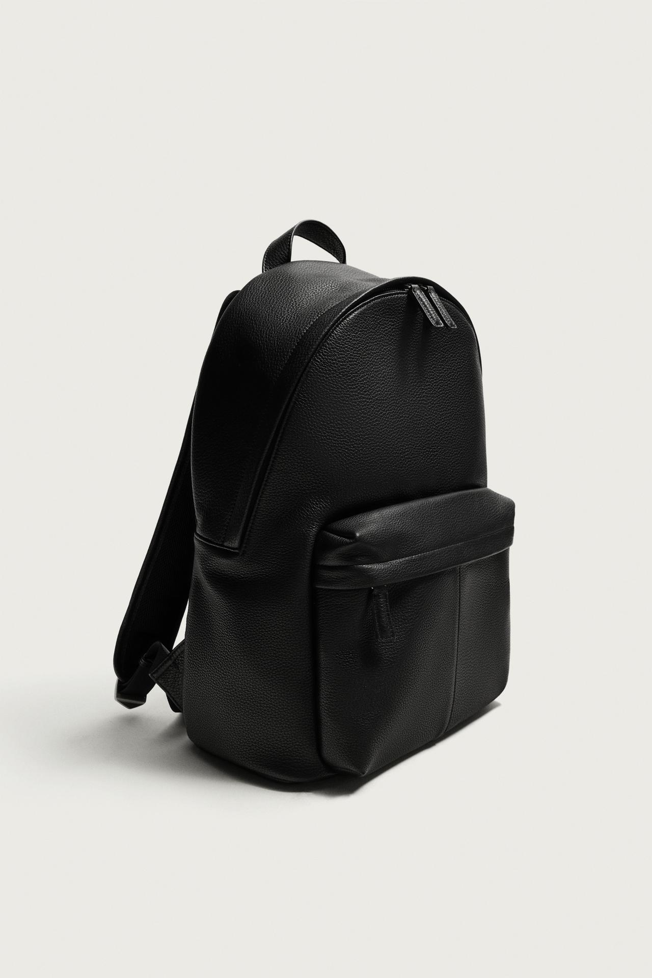 LEATHER BACKPACK — Black