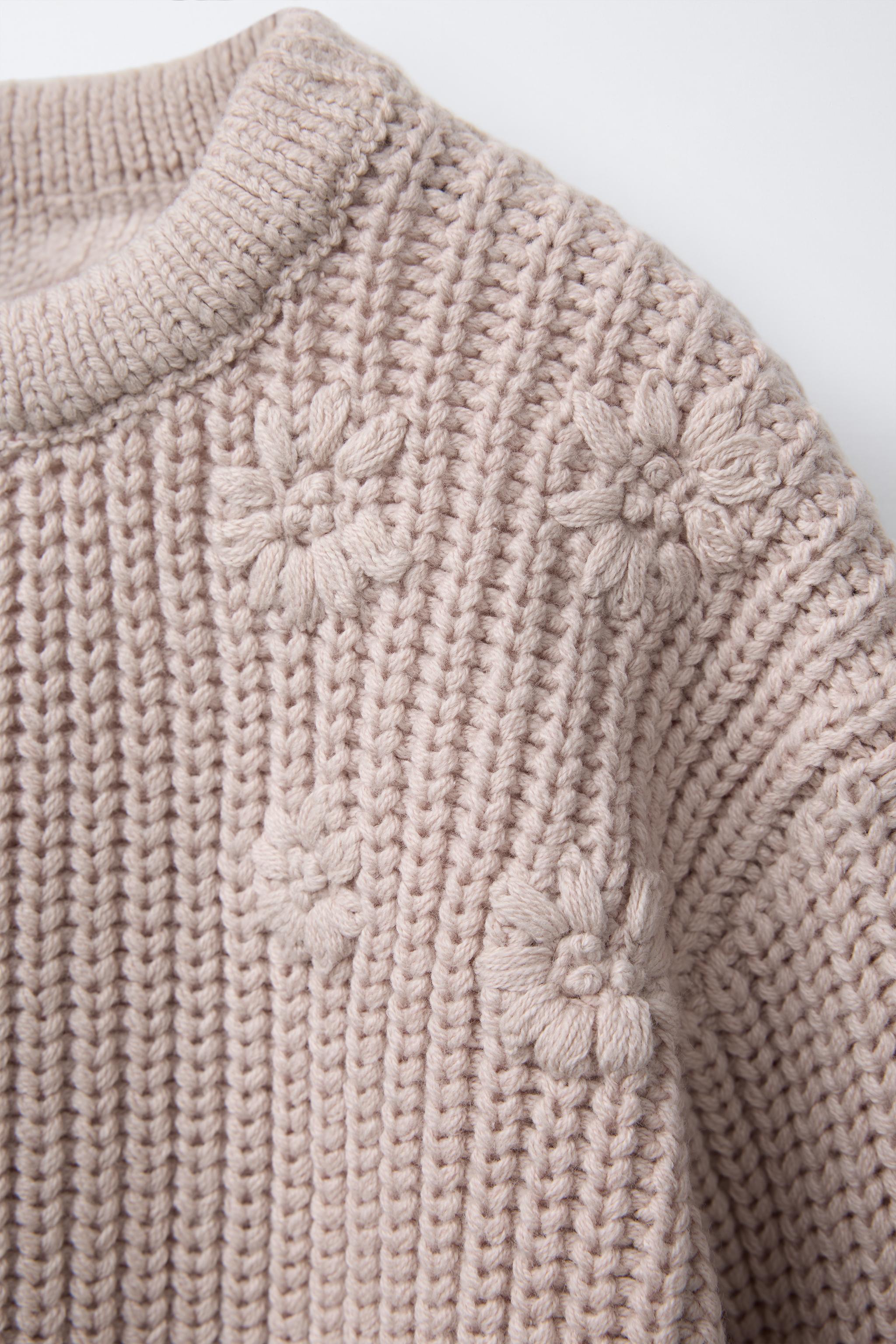 FLORAL EMBROIDERY KNIT SWEATER - Light beige | ZARA United FLORAL EMBROIDERY KNIT SWEATER - Light beige | ZARA United