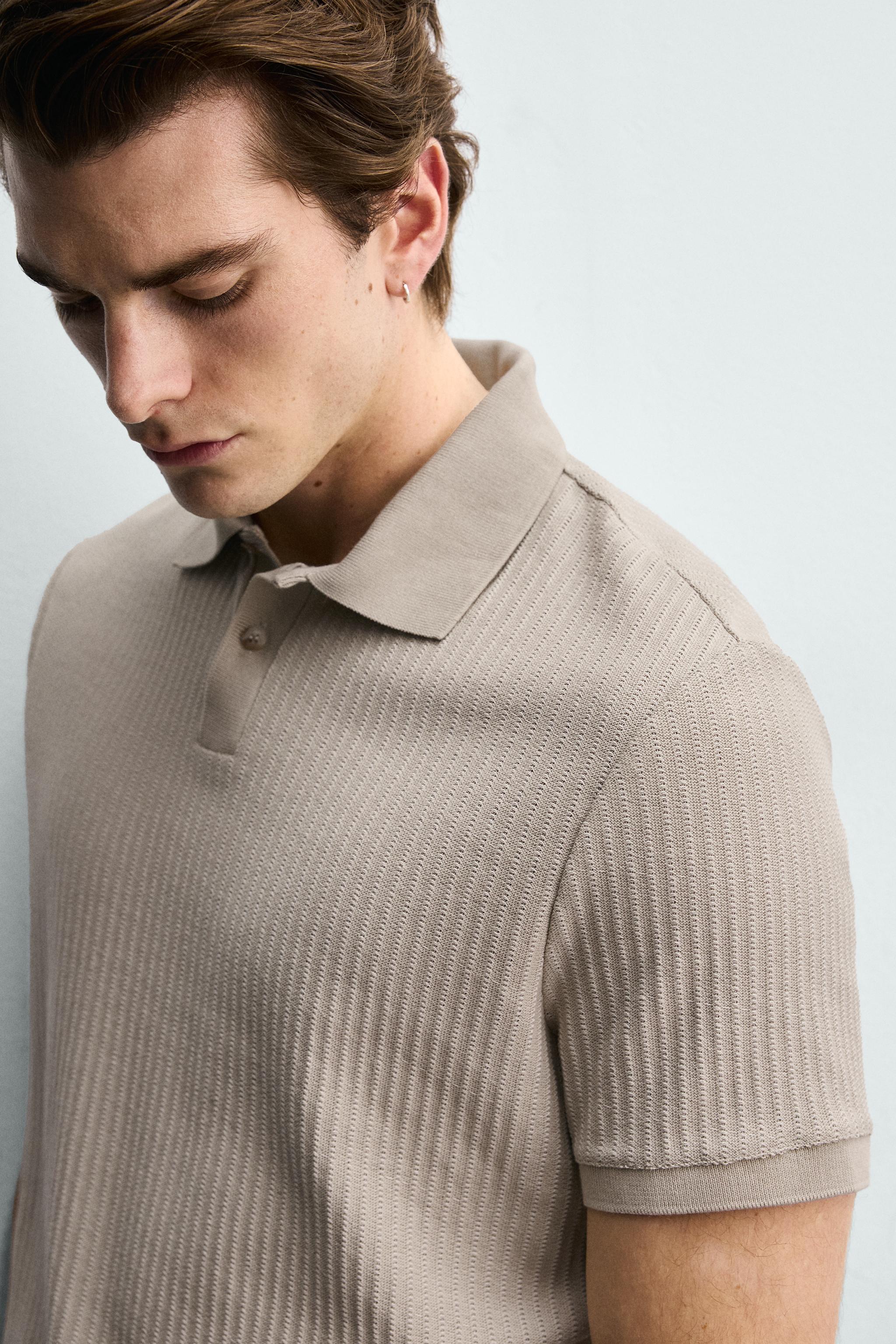 リブ編みレギュラーフィットポロシャツ - ネイビーブルー | ZARA Japan