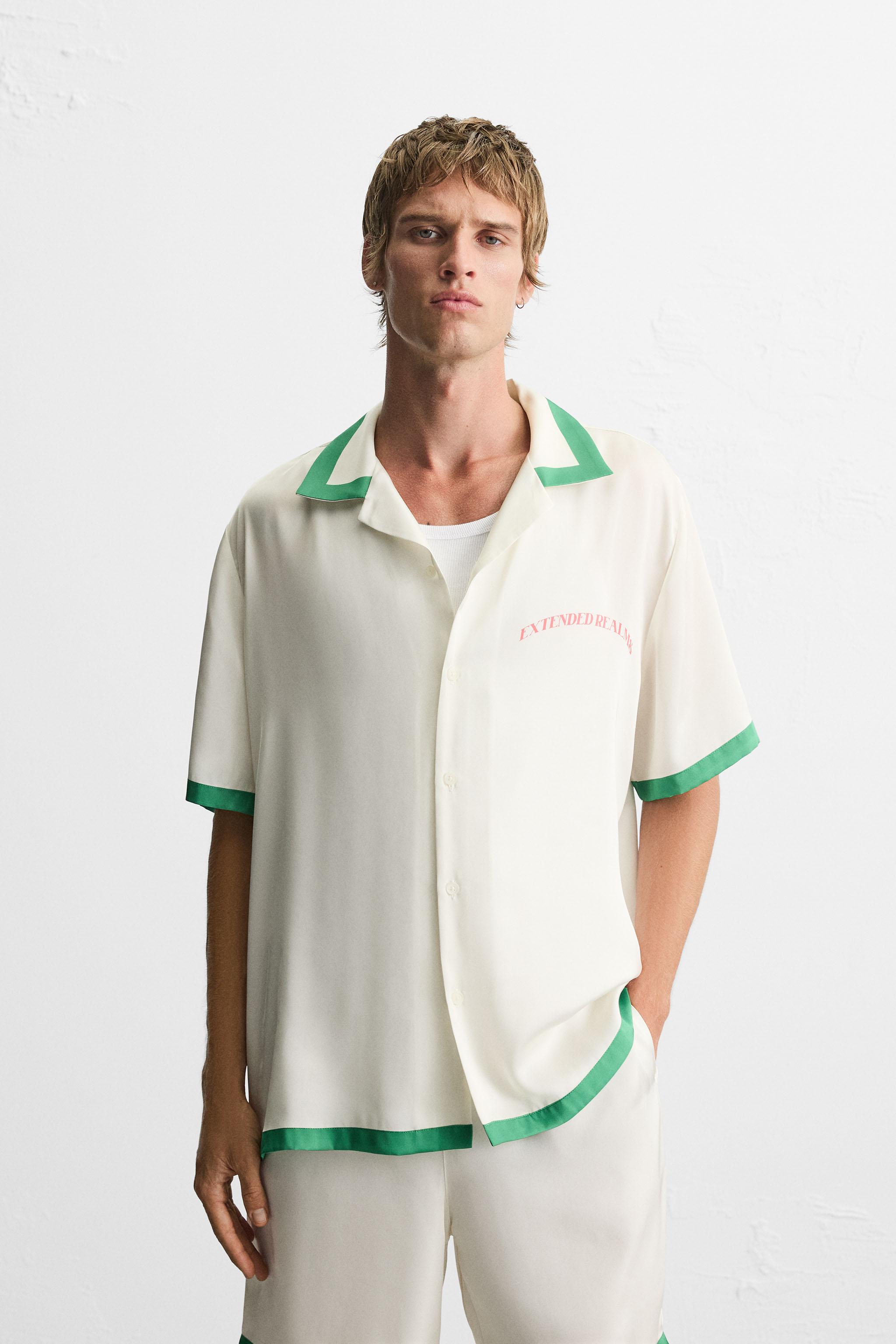 CONTRAST STRIPE SATIN SHIRT