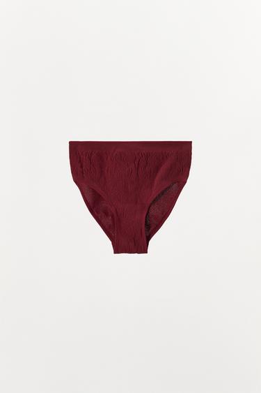 CALCINHA SEAMLESS COM RENDA - Grená da Zara
