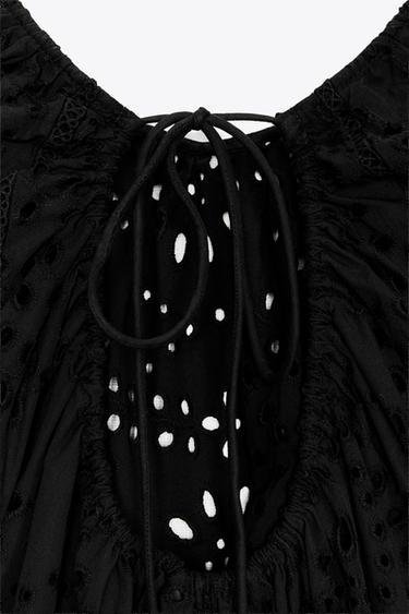 BLOUSE BRODERIES PERFORÉES ZW COLLECTION - Noir de Zara - Image 6