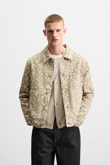 CAZADORA JACQUARD FLORAL - Crudo / Beige de Zara