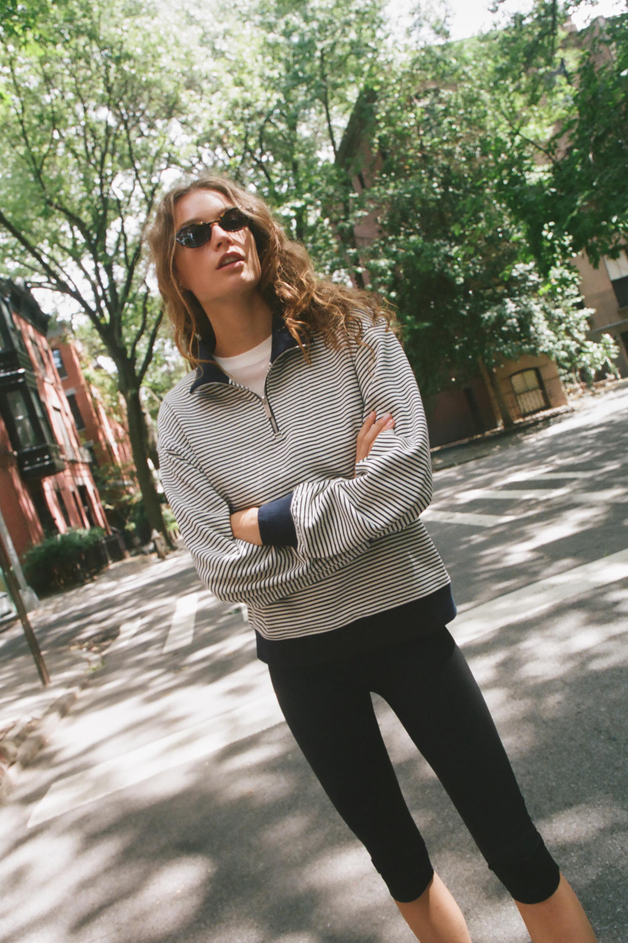 STRIPED ZIP-UP SWEATSHIRT