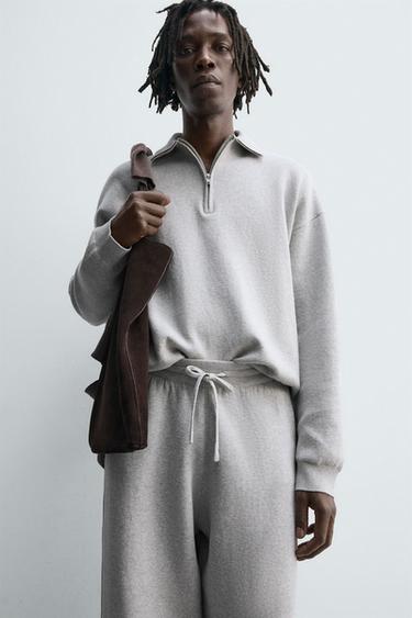 KNIT QUARTER-ZIP POLO SHIRT - Grey marl by Zara - Image 4