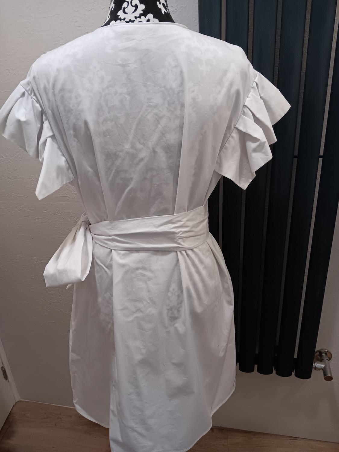 RUFFLED POPLIN DRESS WITH FAUX PEARLS - Image 2