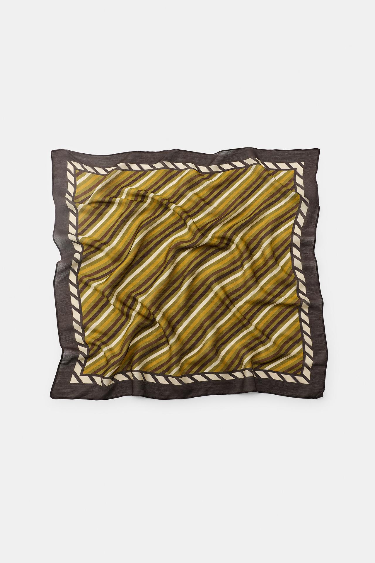 STRIPED PRINT SCARF — Khaki