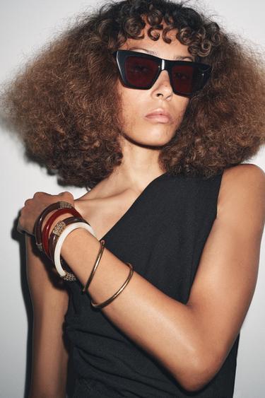 Zara 6-PACK OF COMBINATION RIGID BRACELETS - Golden