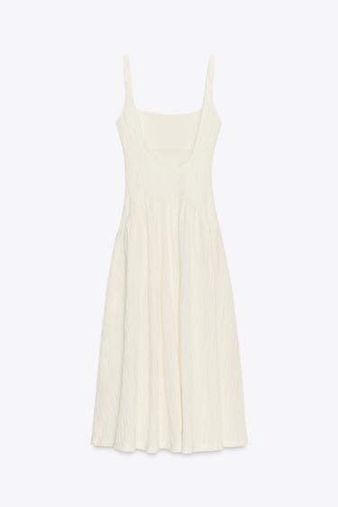 ROBE À BRETELLES TEXTURÉE - Écru de Zara - Image 8