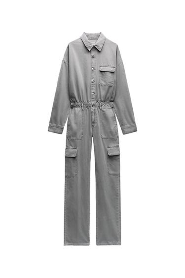 TRF WASHED EFFECT DENIM JUMPSUIT
