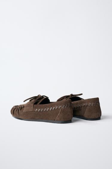 FRINGED SPLIT SUEDE LOAFERS - Brown by Zara - Image 3