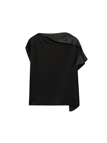 Top asymétrique volanté - STUDIO - Noir de Zara